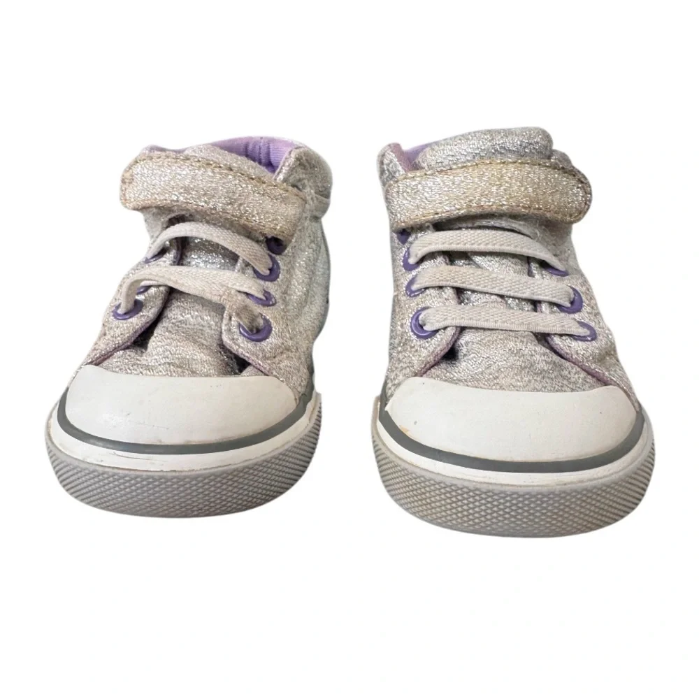 SEE KAI RUN SILVER glitter high top sneakerss girl’s tennis shoes size 5